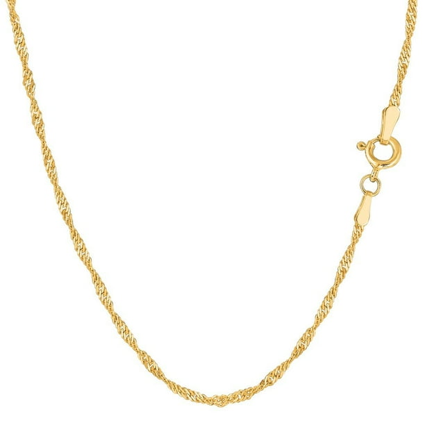 7 16 18 or 20 inch 14K Yellow or White Gold 1.7mm Shiny Diamond-Cut Classic Singapore Chain Necklace for Pendants and Charms with Spring-Ring Clasp 7 16 18 or 20 inch 14K Yellow or White Gold 1.7mm Shiny Diamond-Cut Classic Singapore Chain Necklace for Pendants and Charms with Spring-Ring Clasp